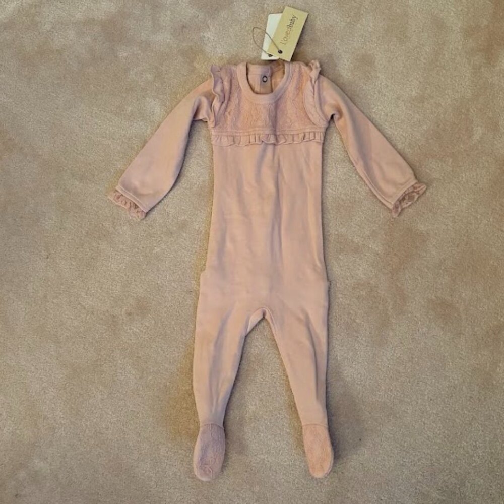 L'oved Baby Organic Cotton Smocked Footie New With Tags